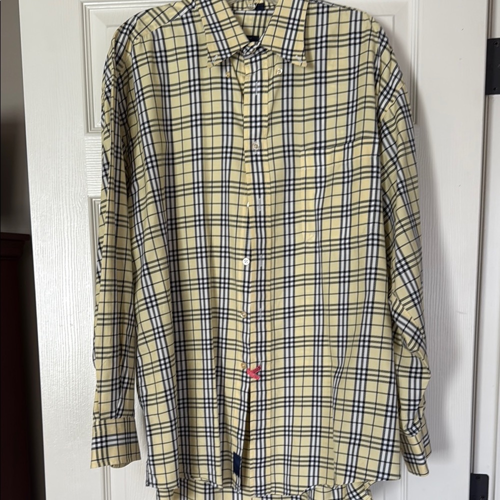Burberry Yellow and Black Casual Button Down Shirt